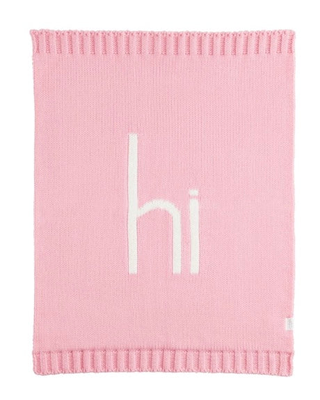 Pink Knitted "Hi" Blanket