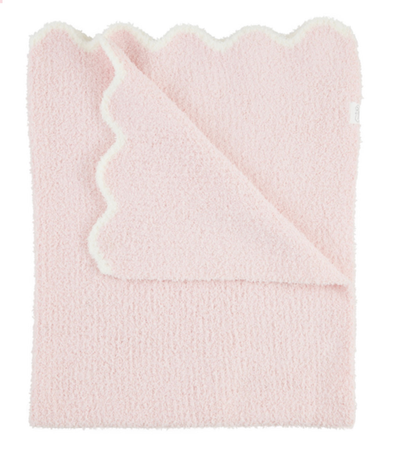 Pink with White Scallop Chenille Blanket