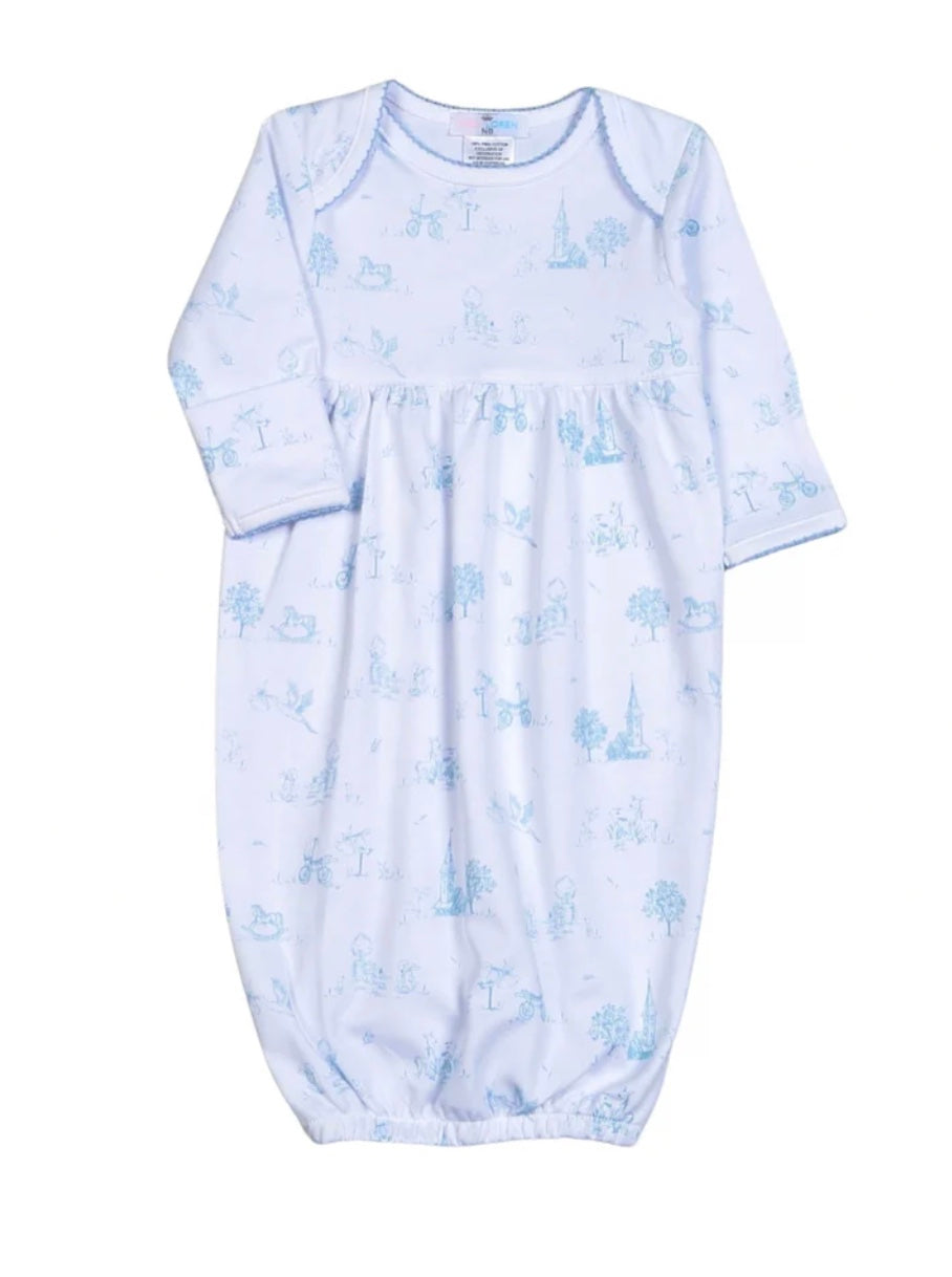 Blue Baby Toile Pima Gown