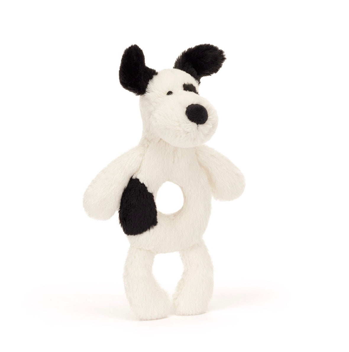 Bashful Black & Cream Puppy Rattle