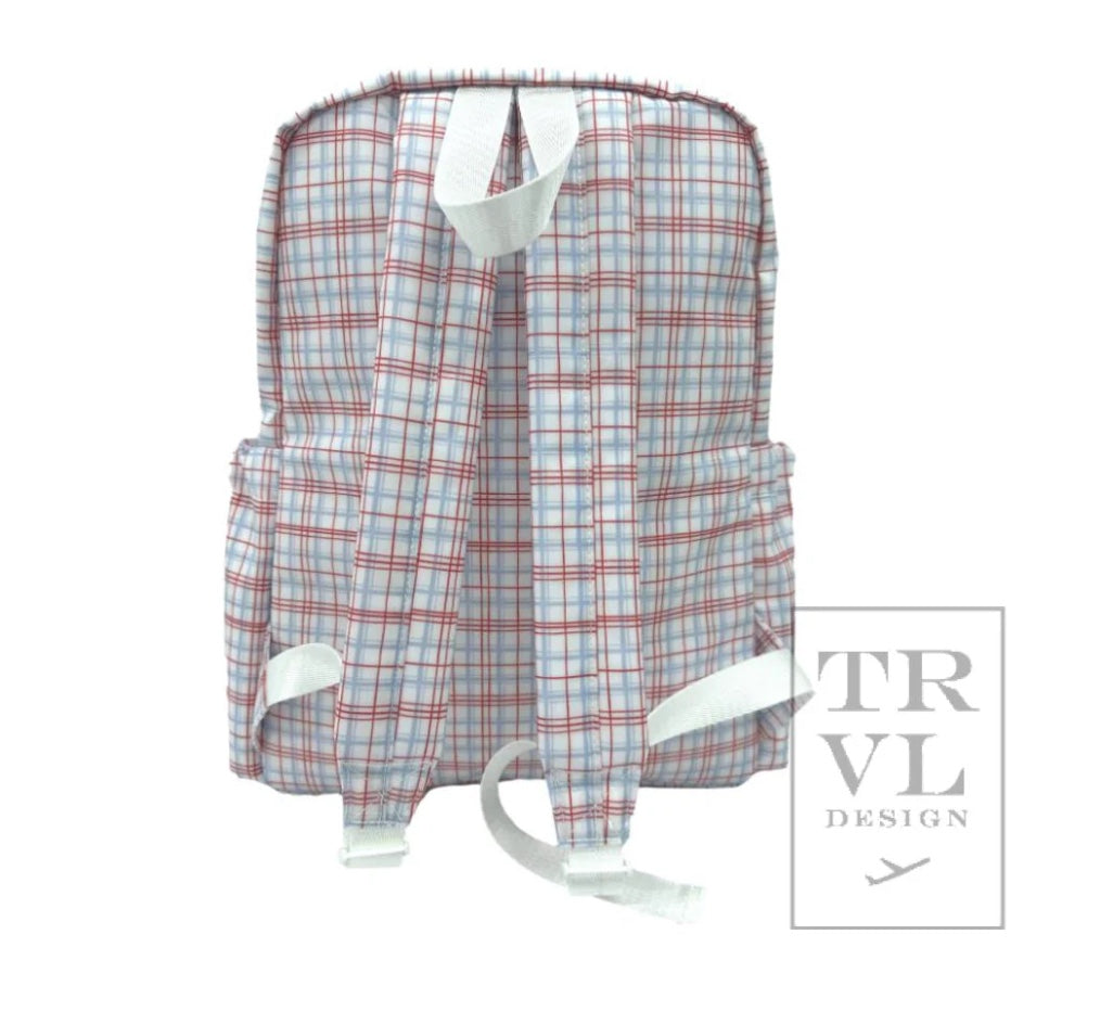 TRVL Plaid Backpack - Red