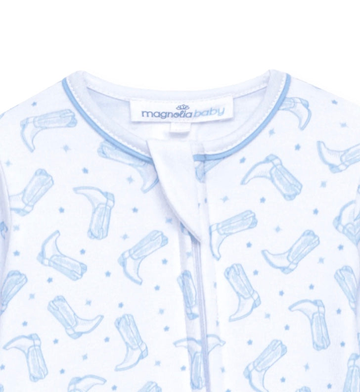 Darling Cowboy Blue Zip Footie