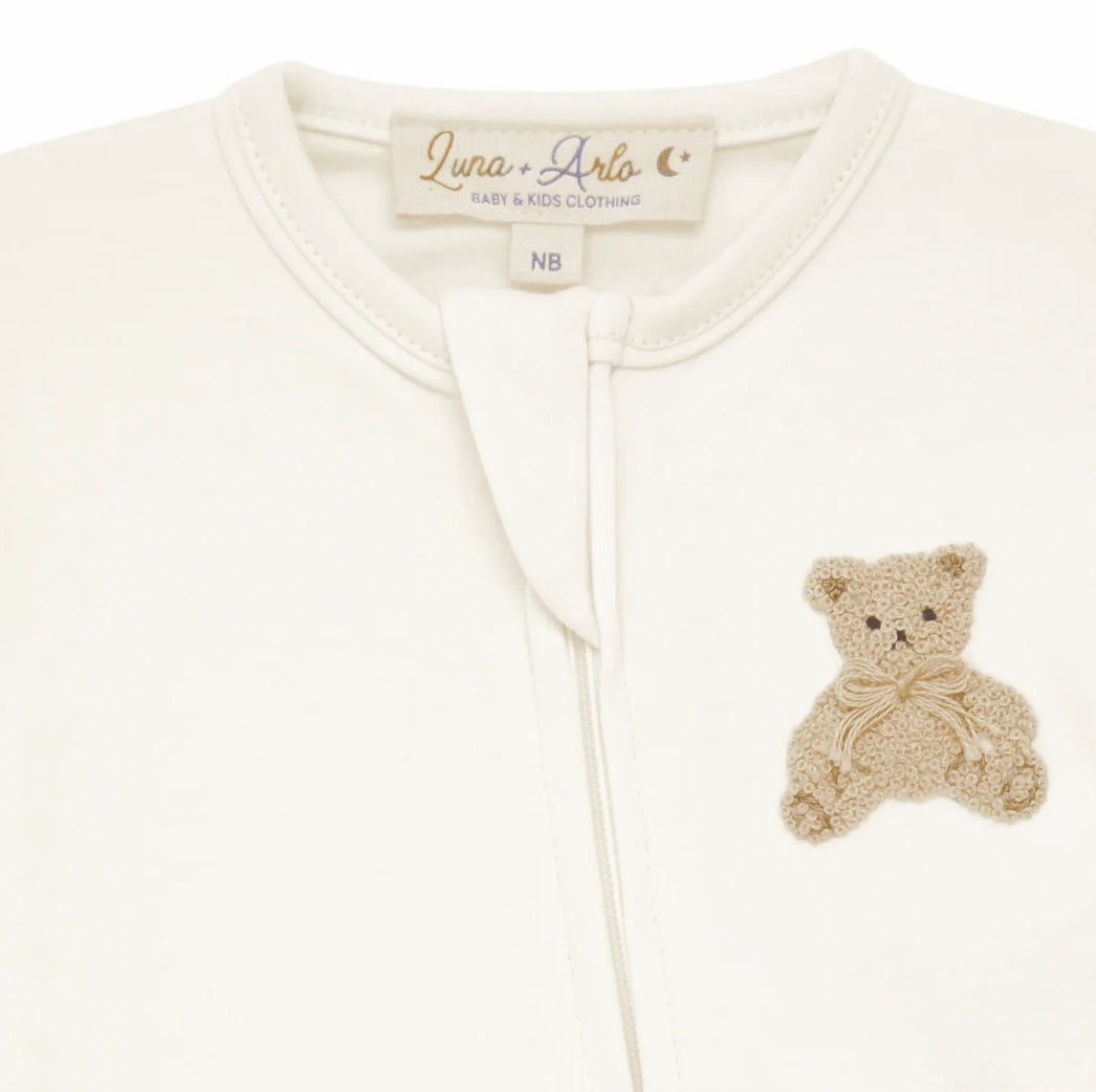 Bear Hugs Zip Footie - Ivory