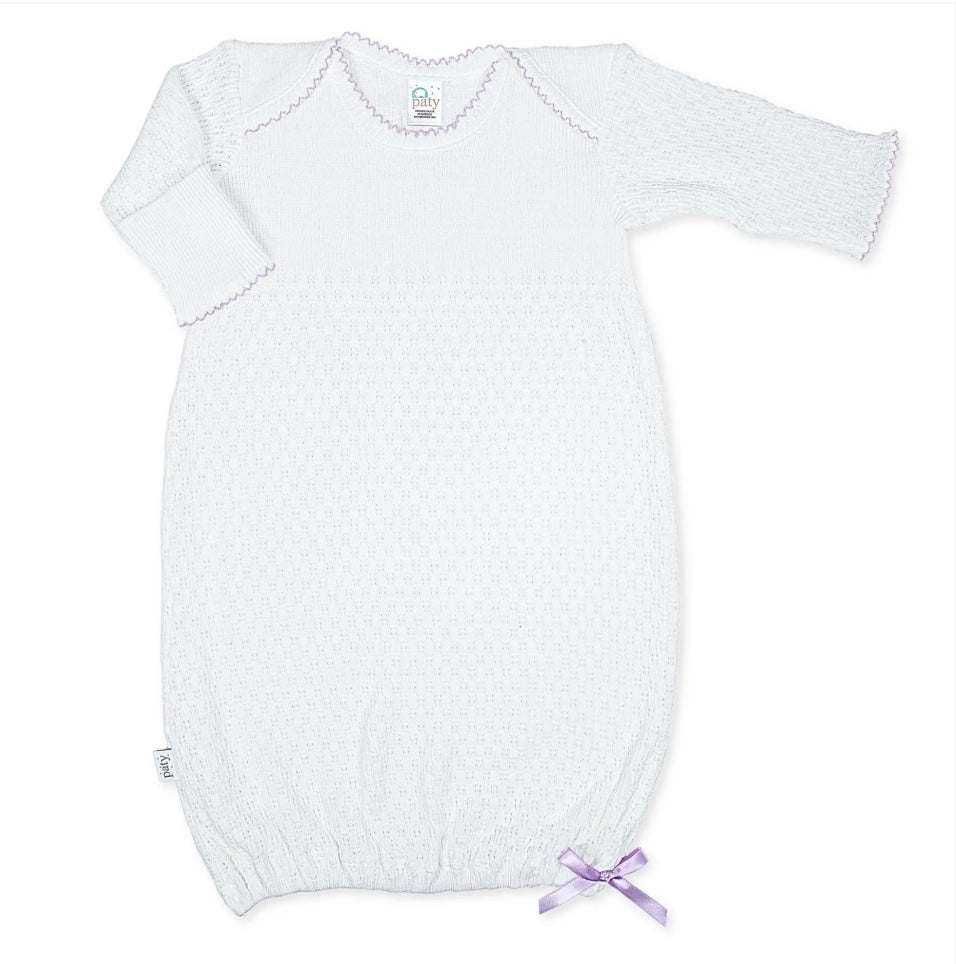 Paty Knit Overlap Shoulder Gown Lavender