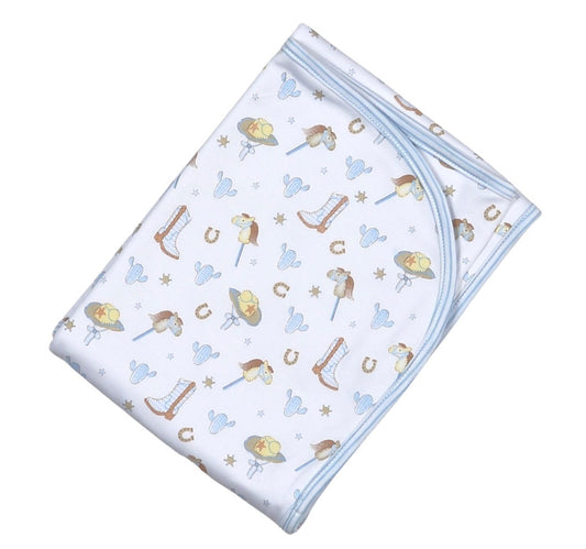 Howdy Baby Pima Blanket Blue