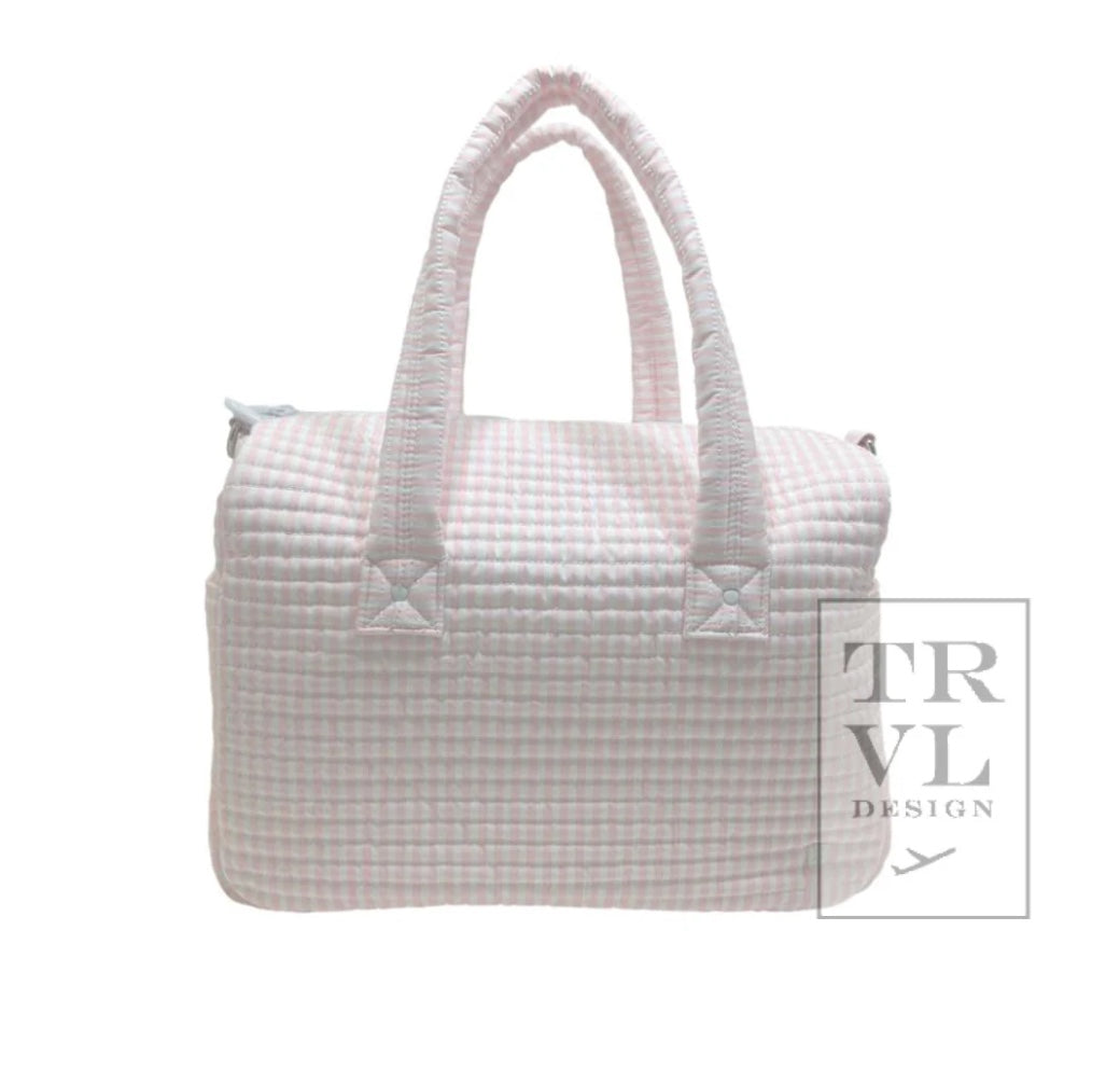 TRVL Quilted Pimlico Stripe Stroller Bag - Pink