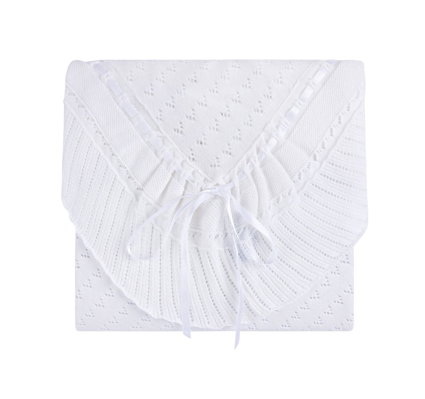 Pointelle Knit Ruffled Blanket