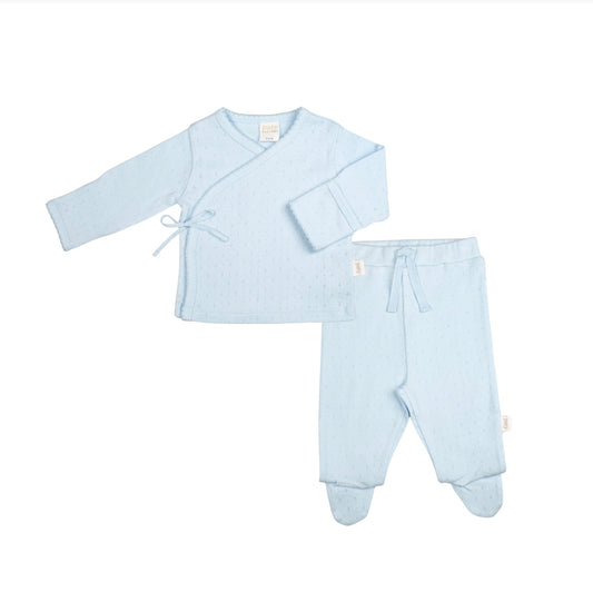 Paty Blue Pointelle Kimono Set