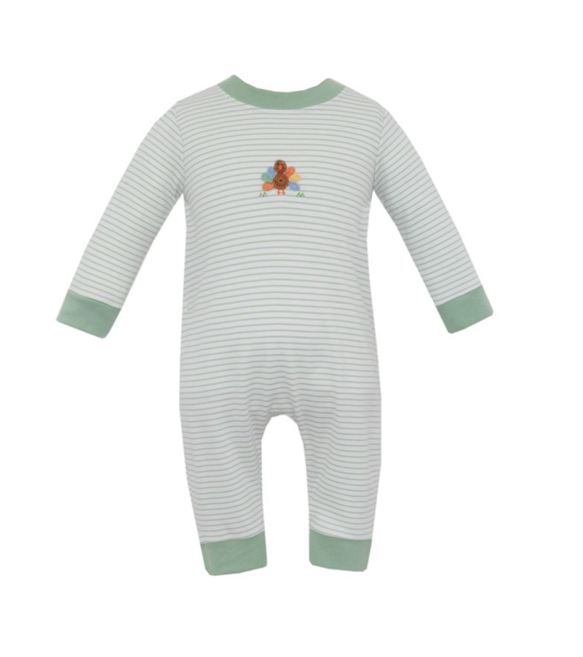 Green Stripe Turkey Romper