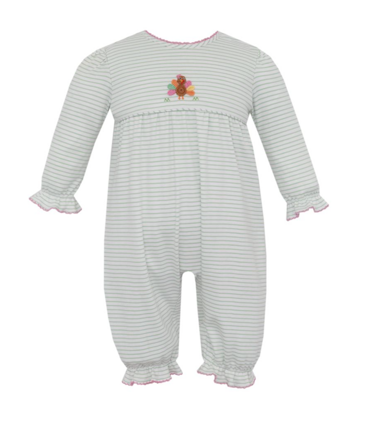 Green Stripe Turkey Romper