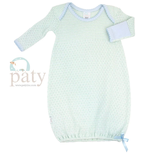 Paty Mint Knit Gown/Blue Trim