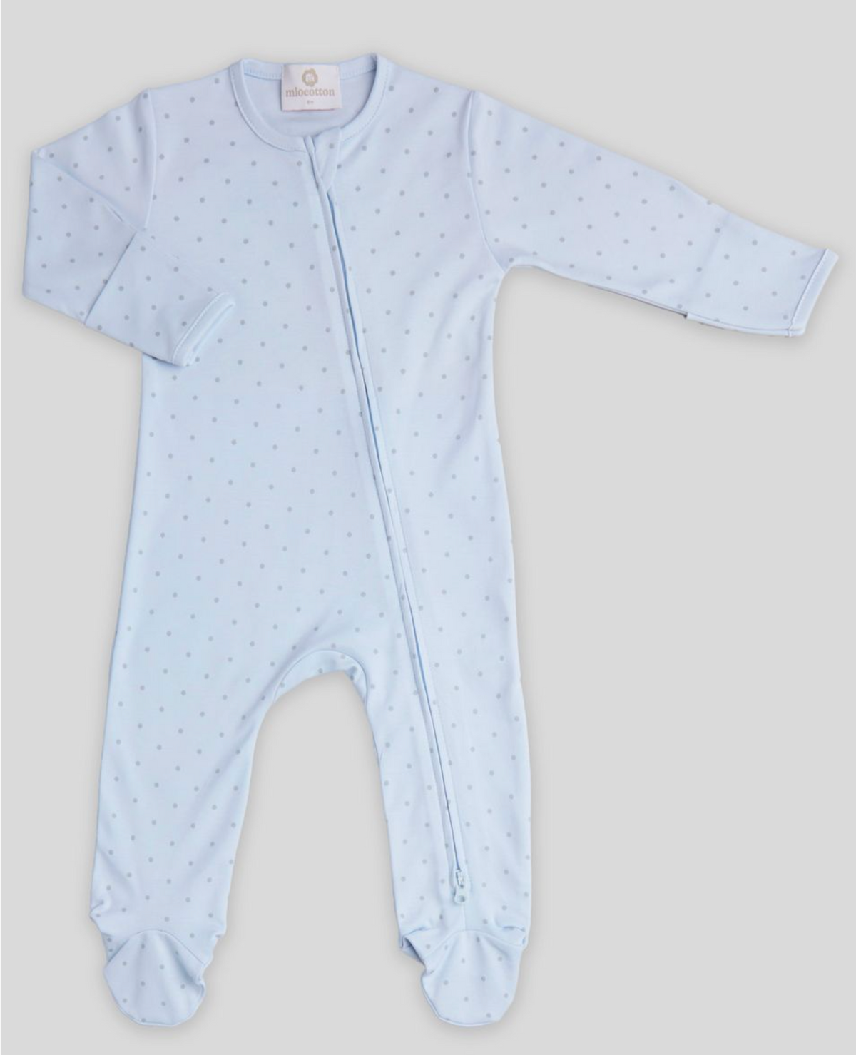 Blue Pima Zipper Footie