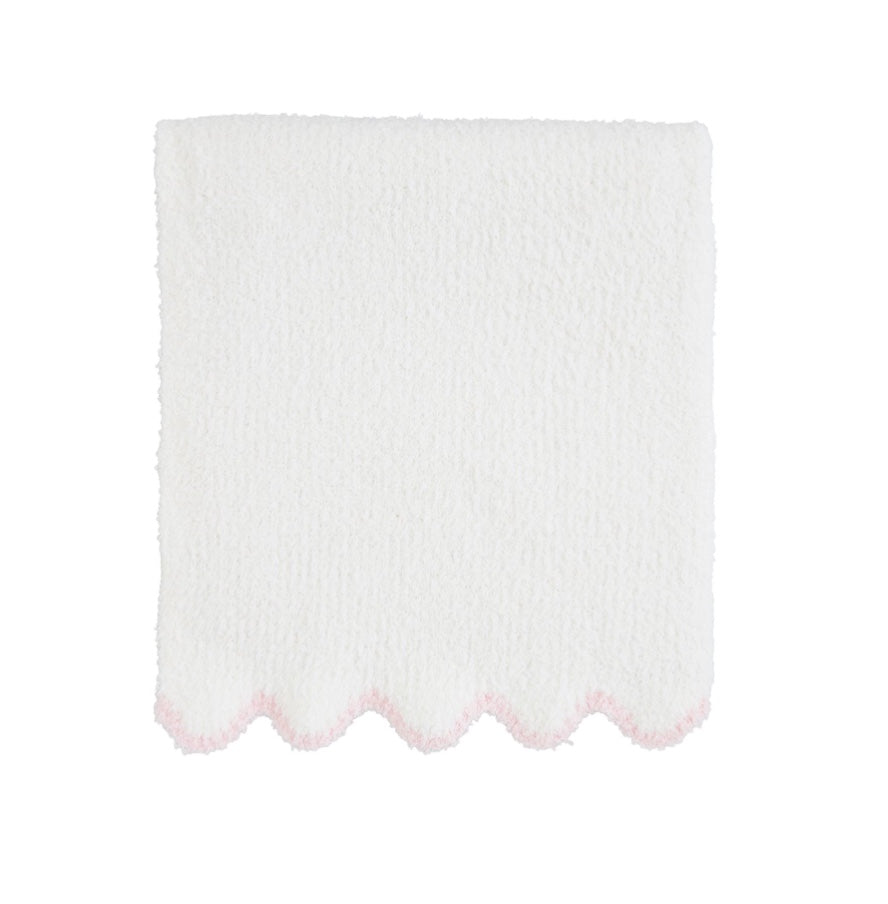 Pink Scalloped Chenille Blanket