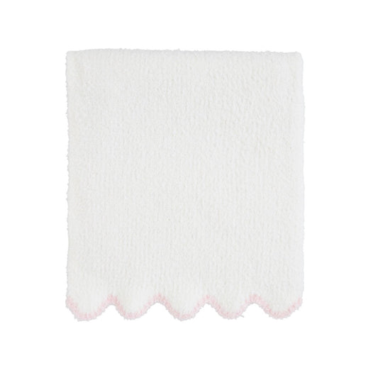 Pink Scalloped Chenille Blanket