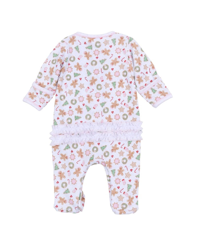 Frosted Wonderland Ruffle Footie - Pink