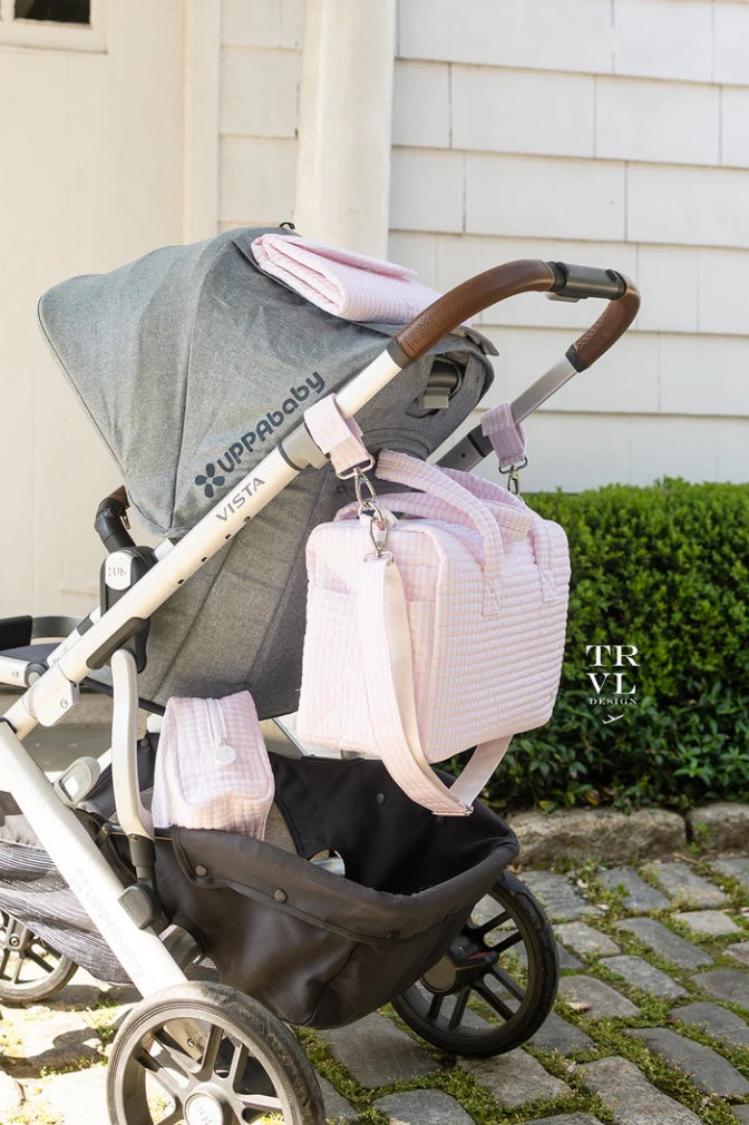 TRVL Quilted Pimlico Stripe Stroller Bag - Pink
