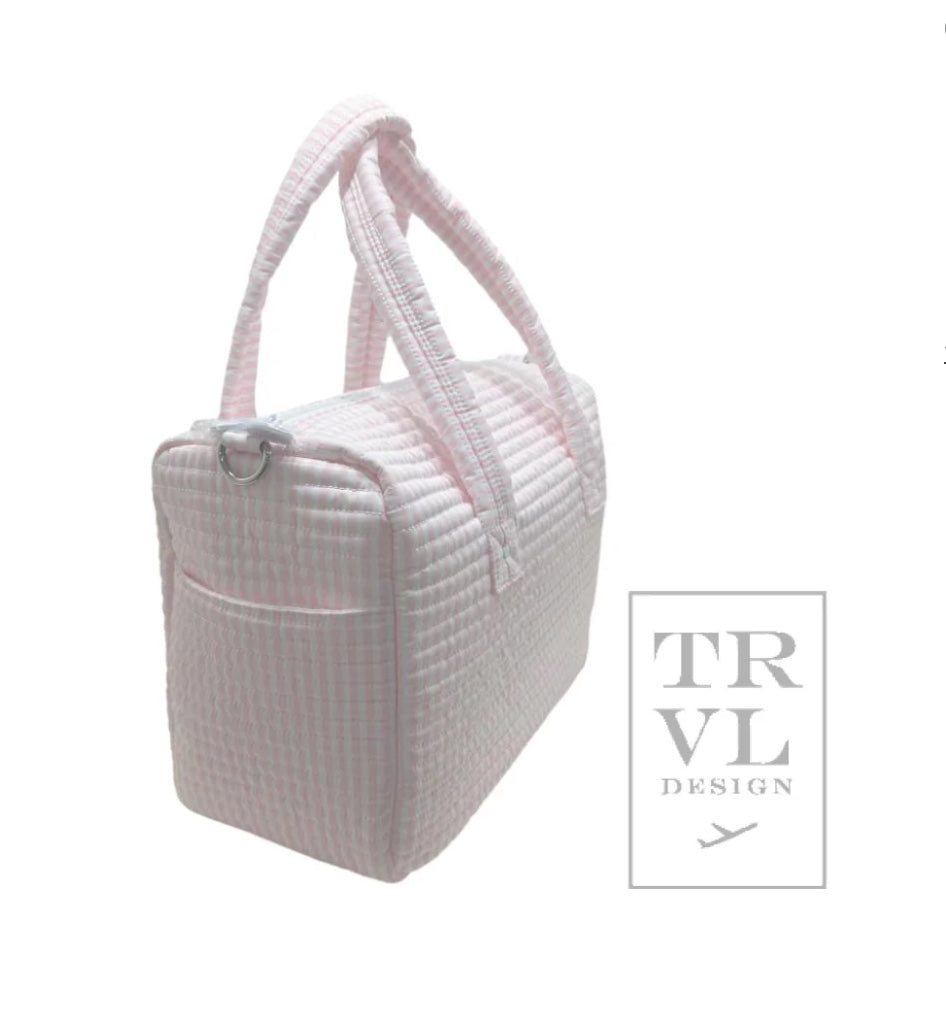 TRVL Quilted Pink Stripe Stroller Bag
