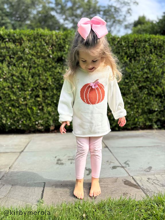 Pumpkin Bow Roll Neck Sweter