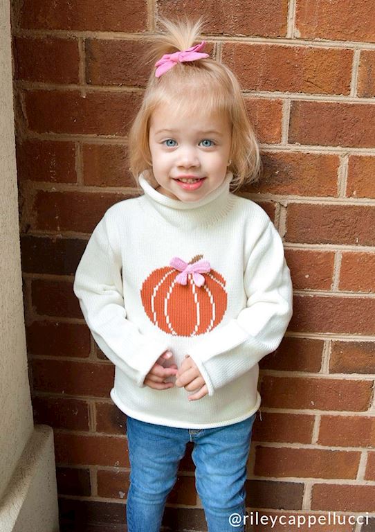 Pumpkin Bow Roll Neck Sweter