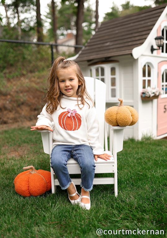 Pumpkin Bow Roll Neck Sweter