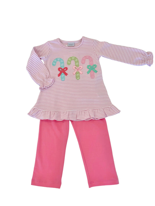 Candy Cane Ruffle Pant Set