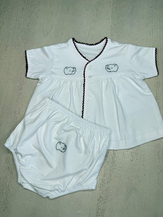 Elephant Crimson Trim Diaper Set