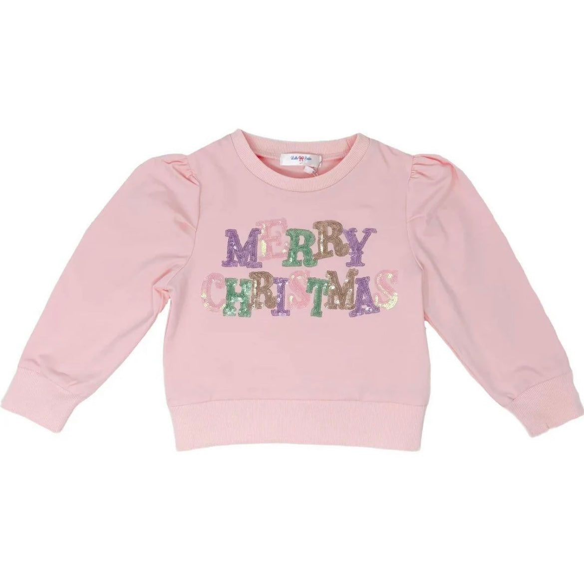 Sequin Merry Christmas LS Puff Shirt