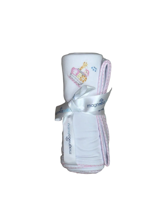 Noah's Ark Pink Receiving Blanket