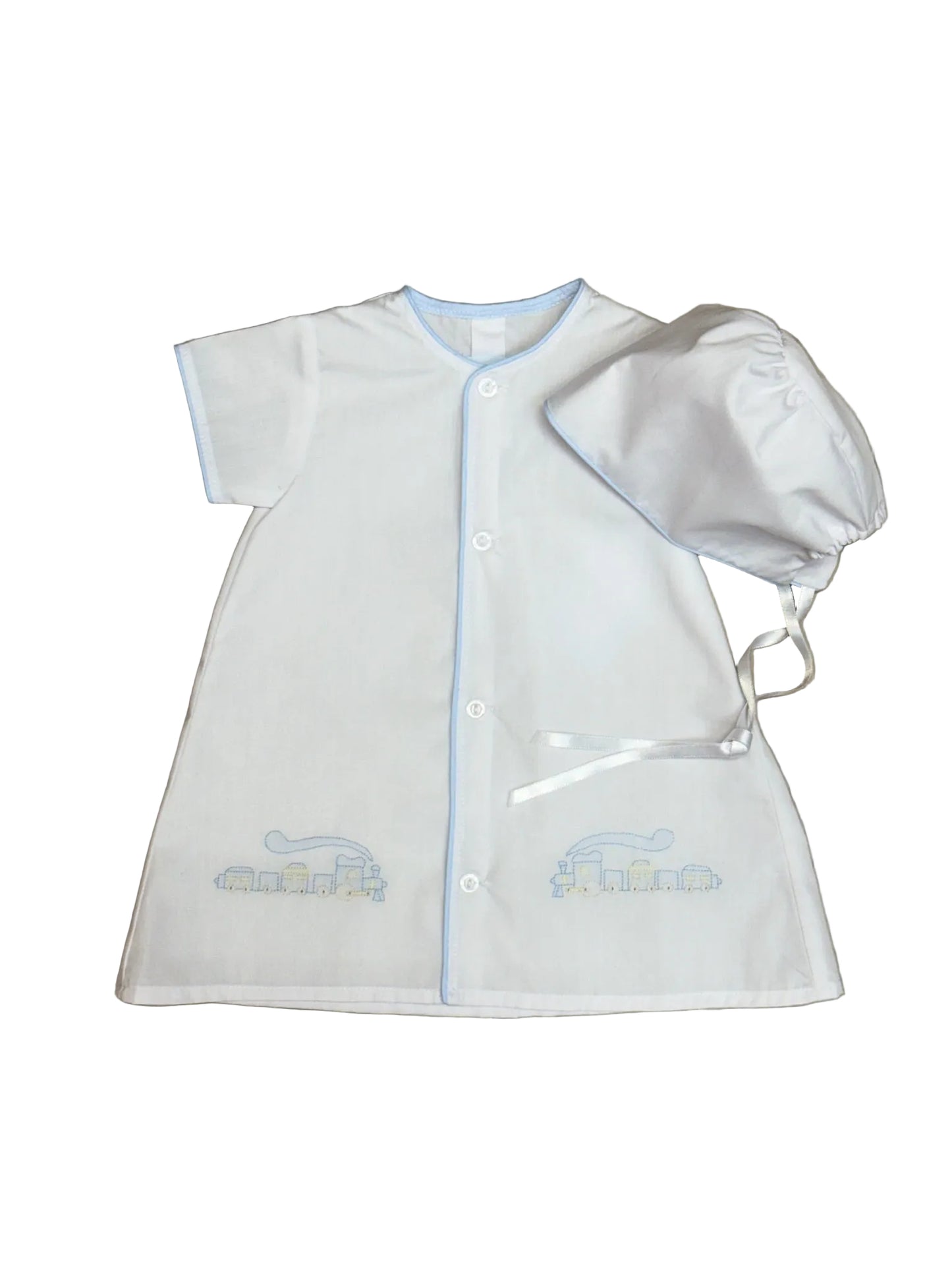 Train Baby Daygown with Hat