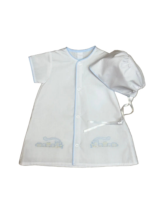 Train Baby Daygown with Hat
