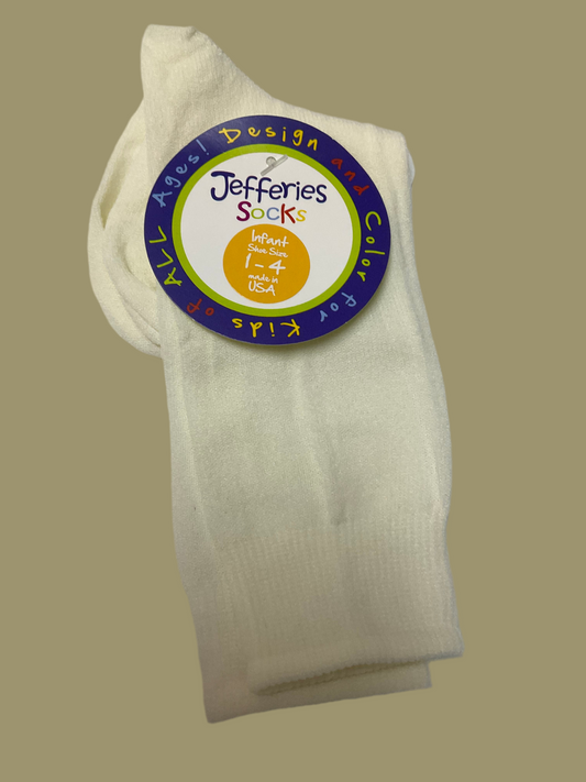 Jefferies Classic Pearl White , White Nylon Knee Socks 1 Pair #1603