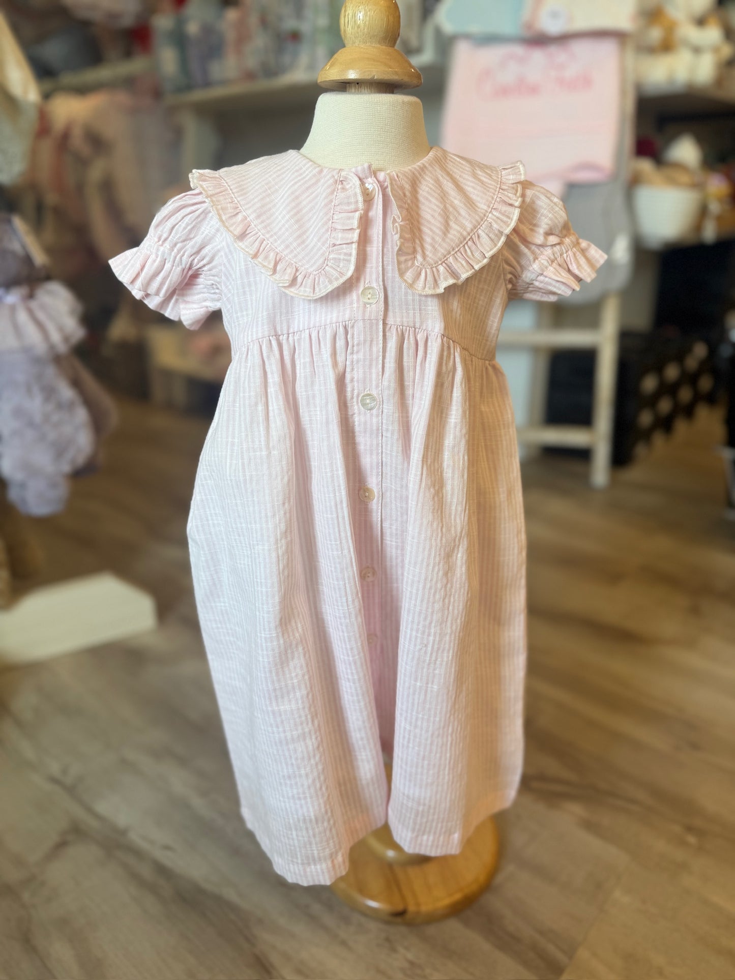 Pink Stripe Linen Dress