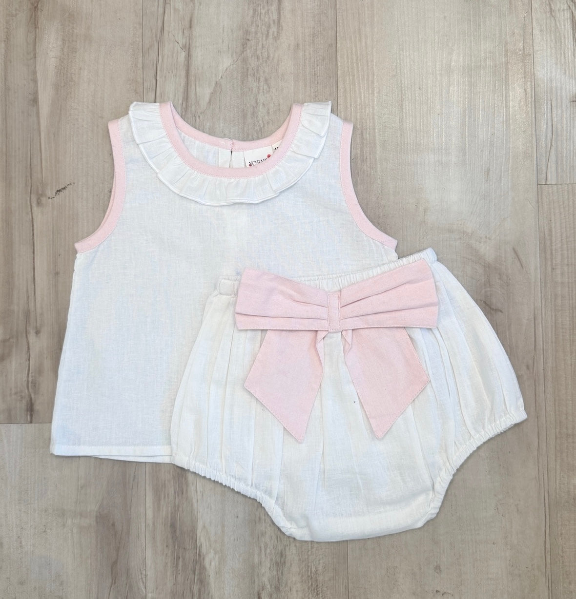 White/Pink Bow Diaper Set