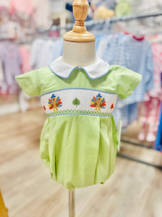 Tyler Turkey Boys Smocked Bubble