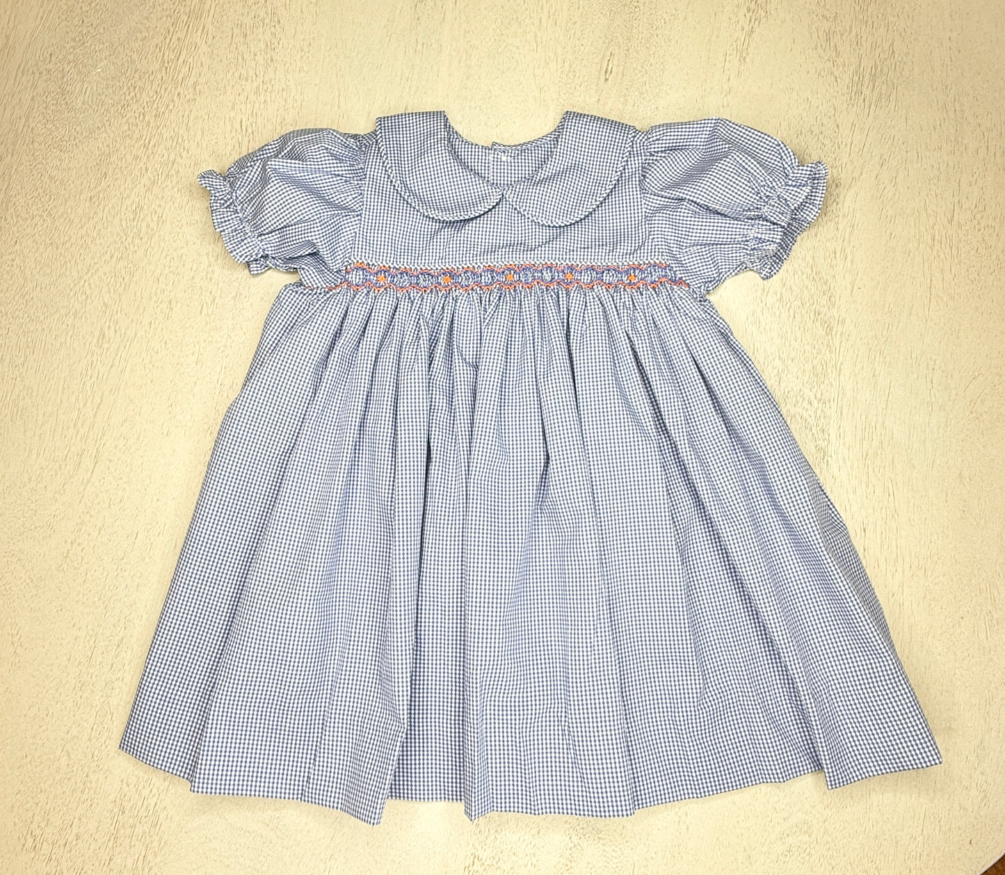 Navy Gingham Smocked Dress