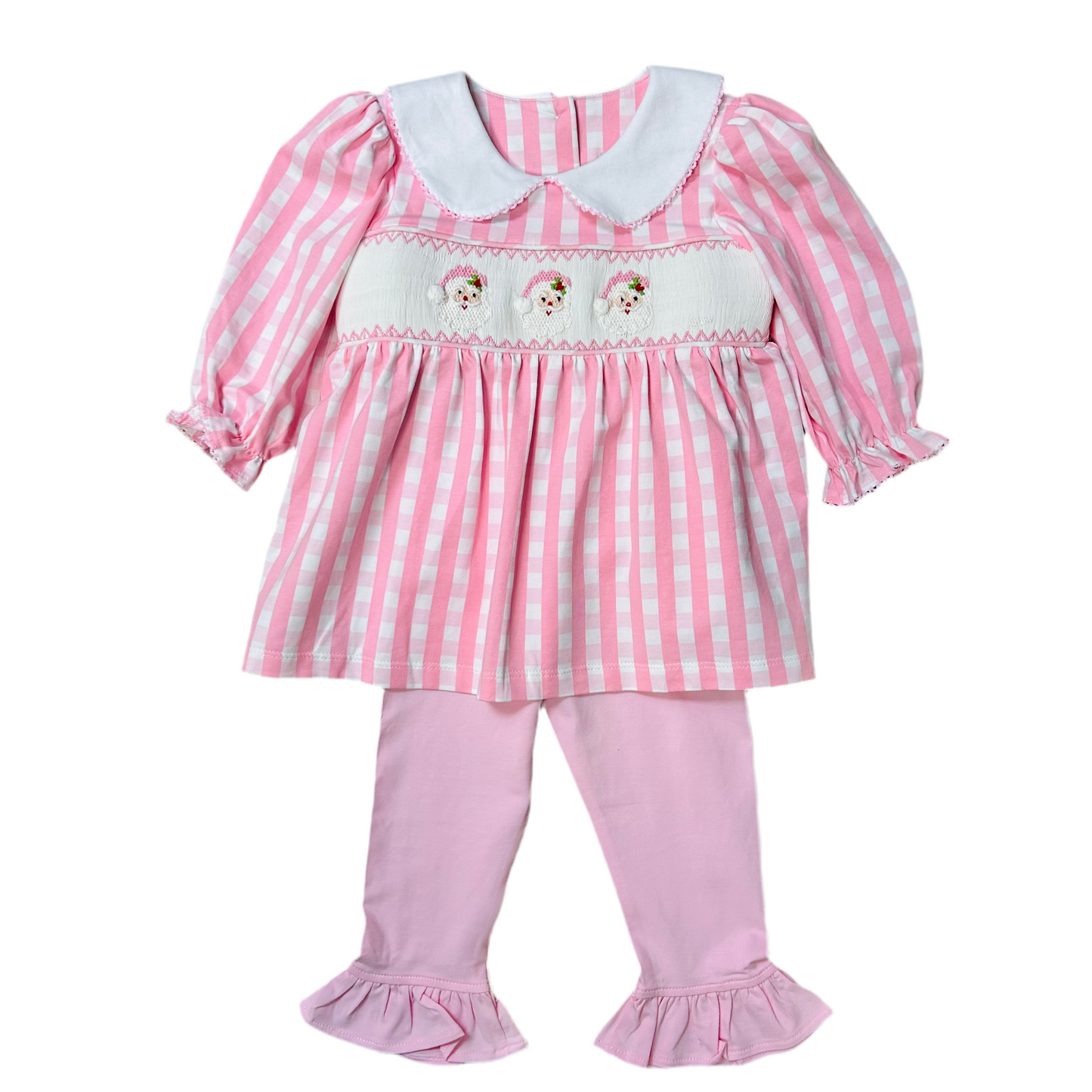 Santa's Pink Gingham Pant Set