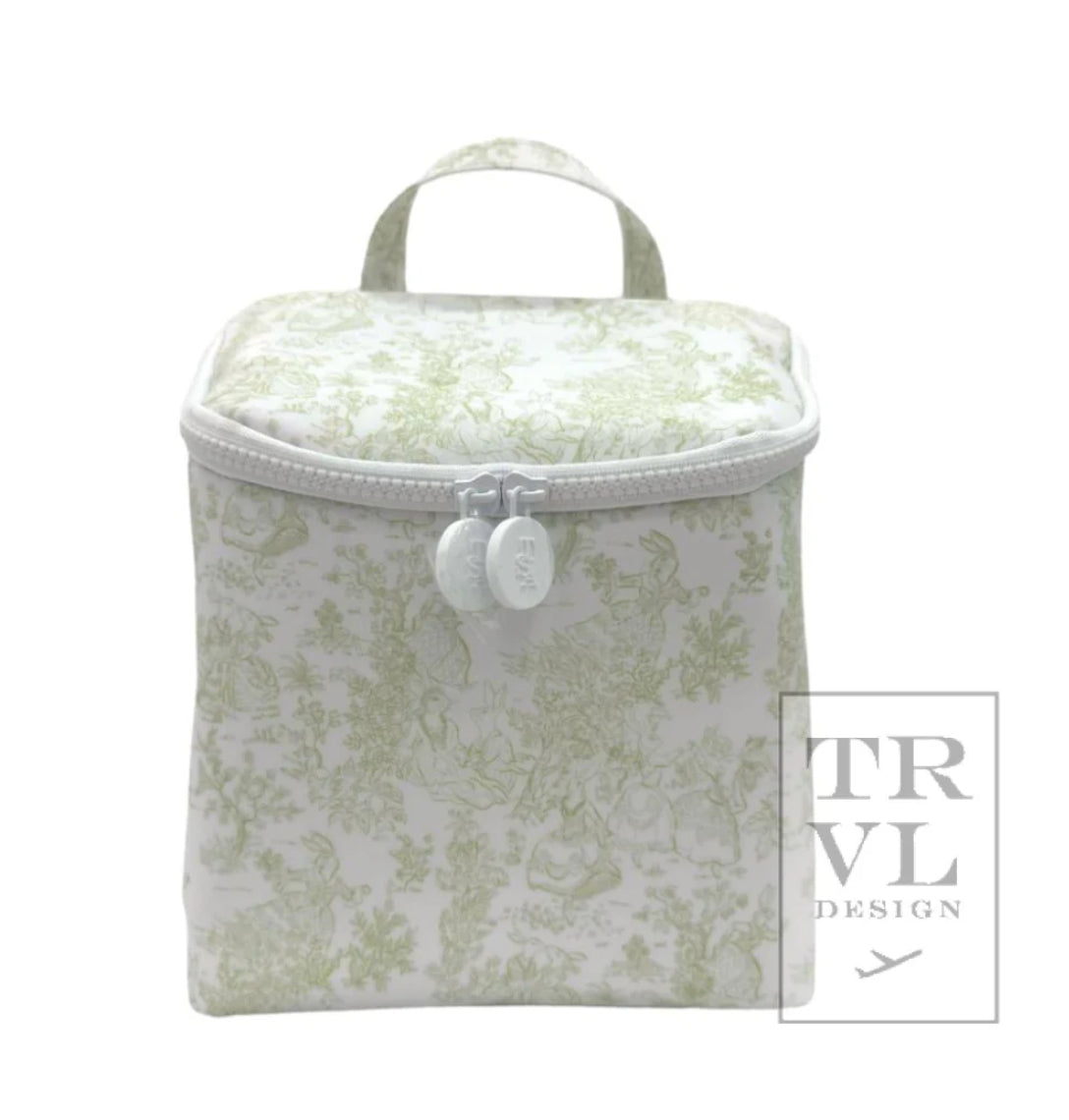 TRVL Bunny Toile Lunch Sack -Sage