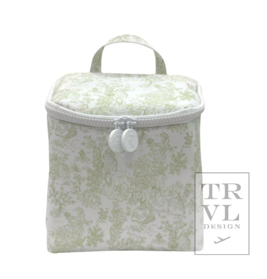 TRVL Bunny Toile Lunch Sack -Sage