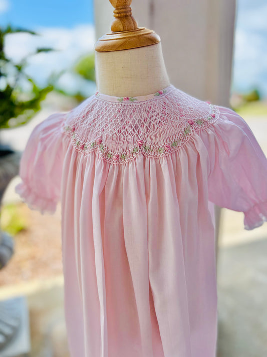 Pink Rosette Bishop Dress