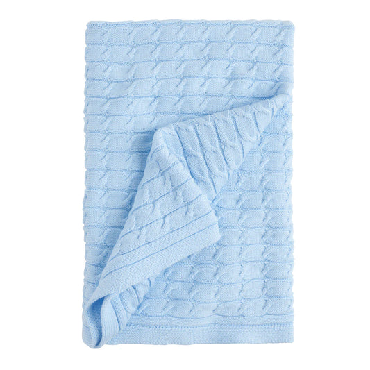 Cable Knit Blanket - Baby Blue