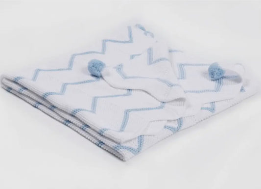 Blue Chevron Knitted Blanket