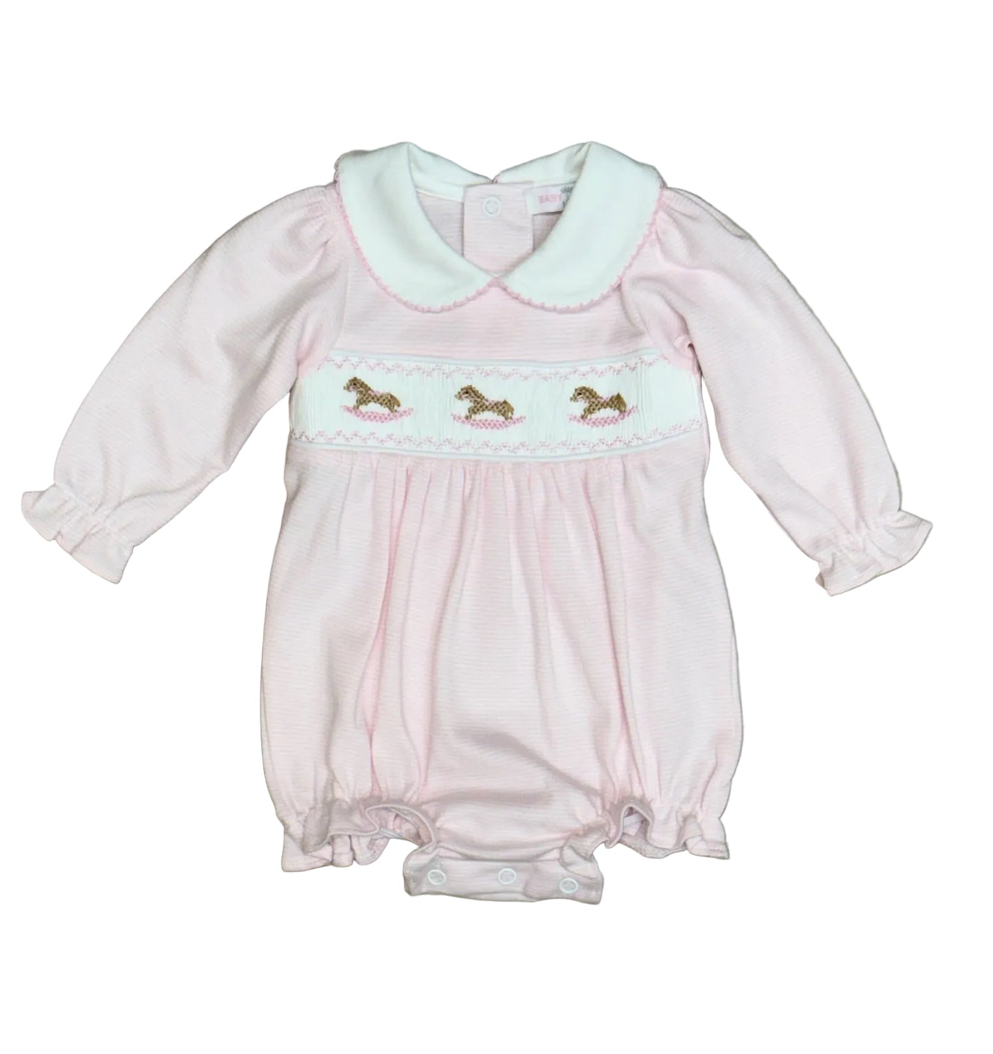 Rocking Horse Smocked Pink Bubble