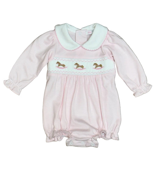 Rocking Horse Smocked Pink Bubble