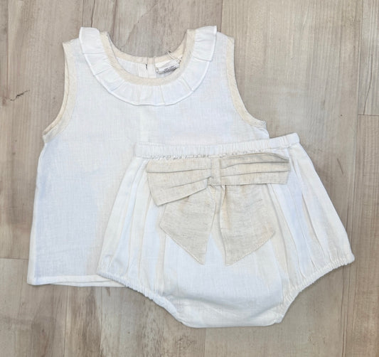White/Natural Linen Diaper Set