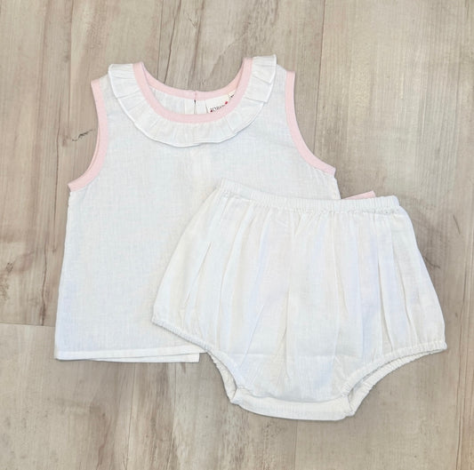 White/Pink Bow Diaper Set