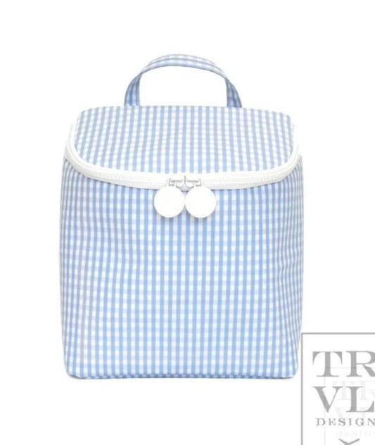 TRVL Sky Blue Gingham lunch sack