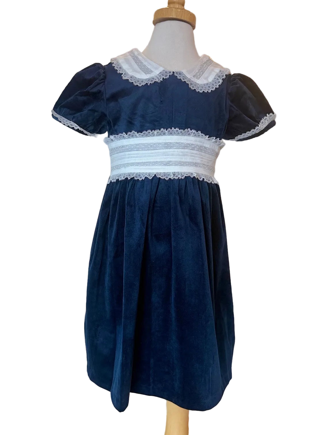 Navy Velvet Sash Dress