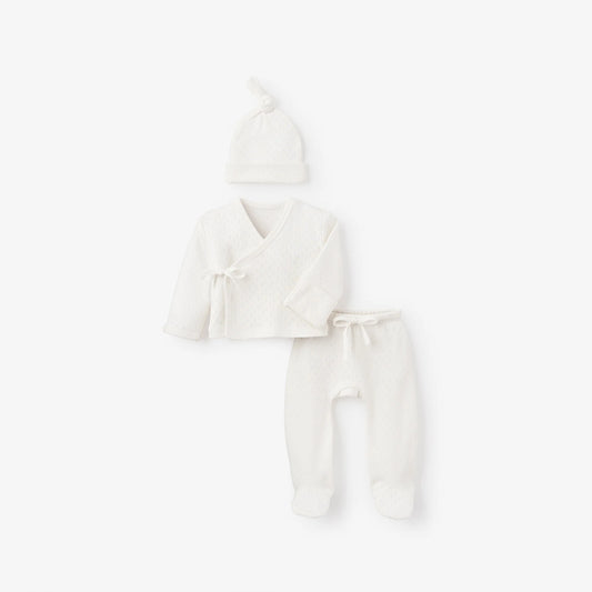 ORGANIC COTTON POINTELLE 3 PC PREEMIE LAYETTE SET W. GIFT BOX