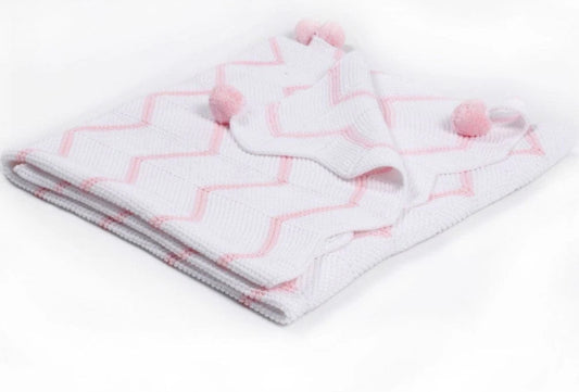 Pink Chevron Knitted Blanket