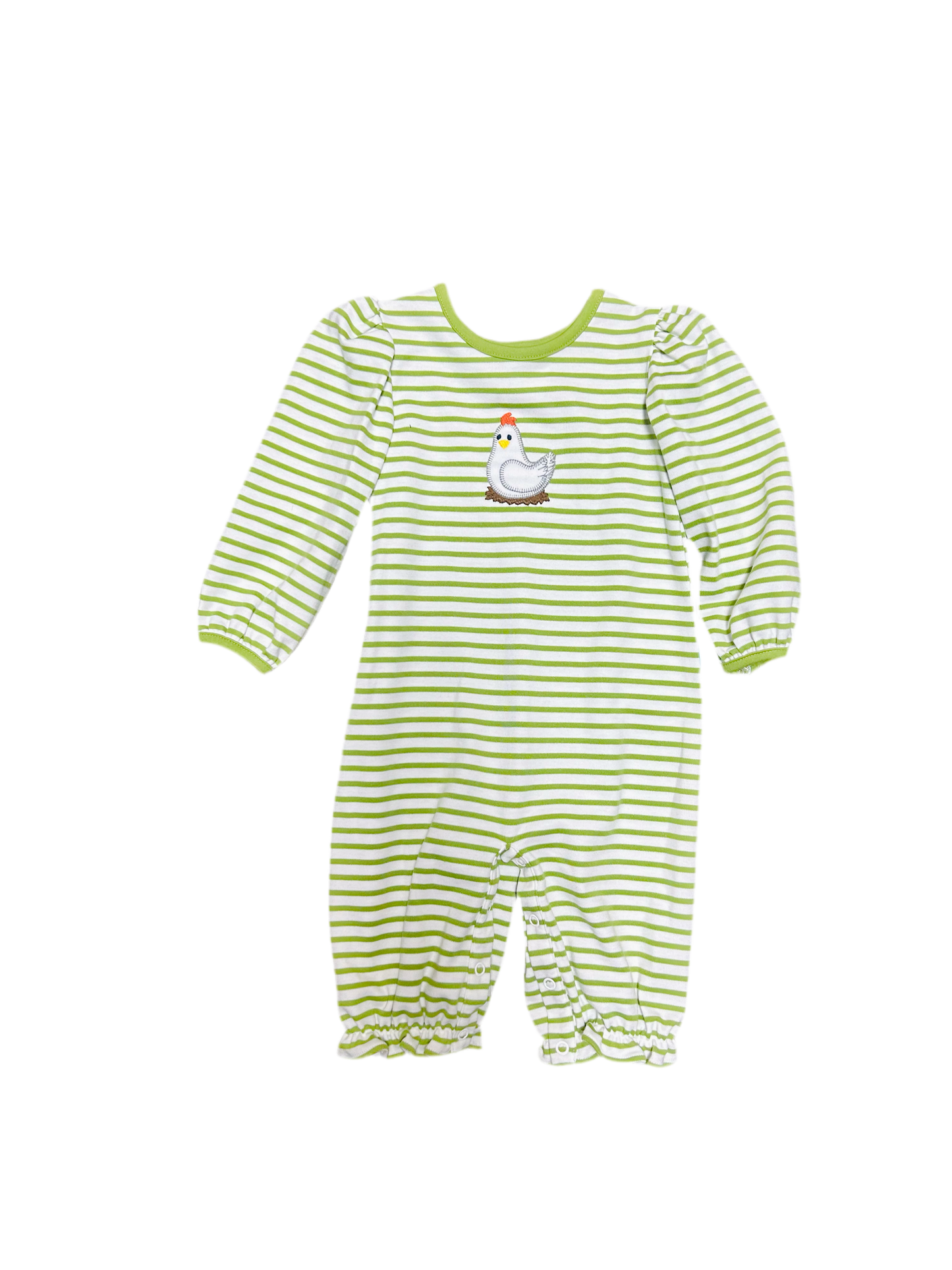 Green Stripe Hen Romper